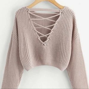 Crop top v neck sweater